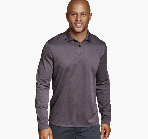 Knit Jacquard Long-Sleeve Polo - Purple