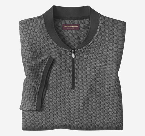Jacquard Zip Polo - Black Hexagon