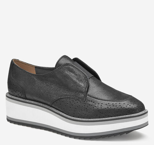 Gracelyn Gore Oxford - Black Metallic Kid Suede