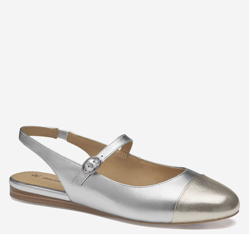 Claire Mary Jane Slingback - Silver/Gold Metallic Sheepskin