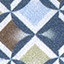 Printed Cotton Shirt - Blue/Brown Wavy Diamond