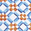 Printed Cotton Shirt - Orange/Blue Diamond